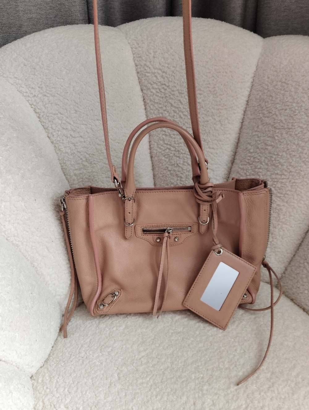 Balenciaga Women's Leather Satchel Handbag in Blush Pink
